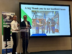 Jannes Plietker receives EASA award 2025 from Frederic Beghain Jannes Plietker receives EASA award 2025 from Frederic Beghain