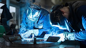 Welding work on the replica of a slip ring motor
