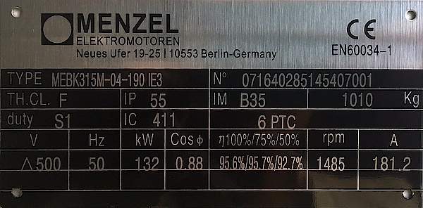 Menzel electric motor type plate Menzel electric motor type plate