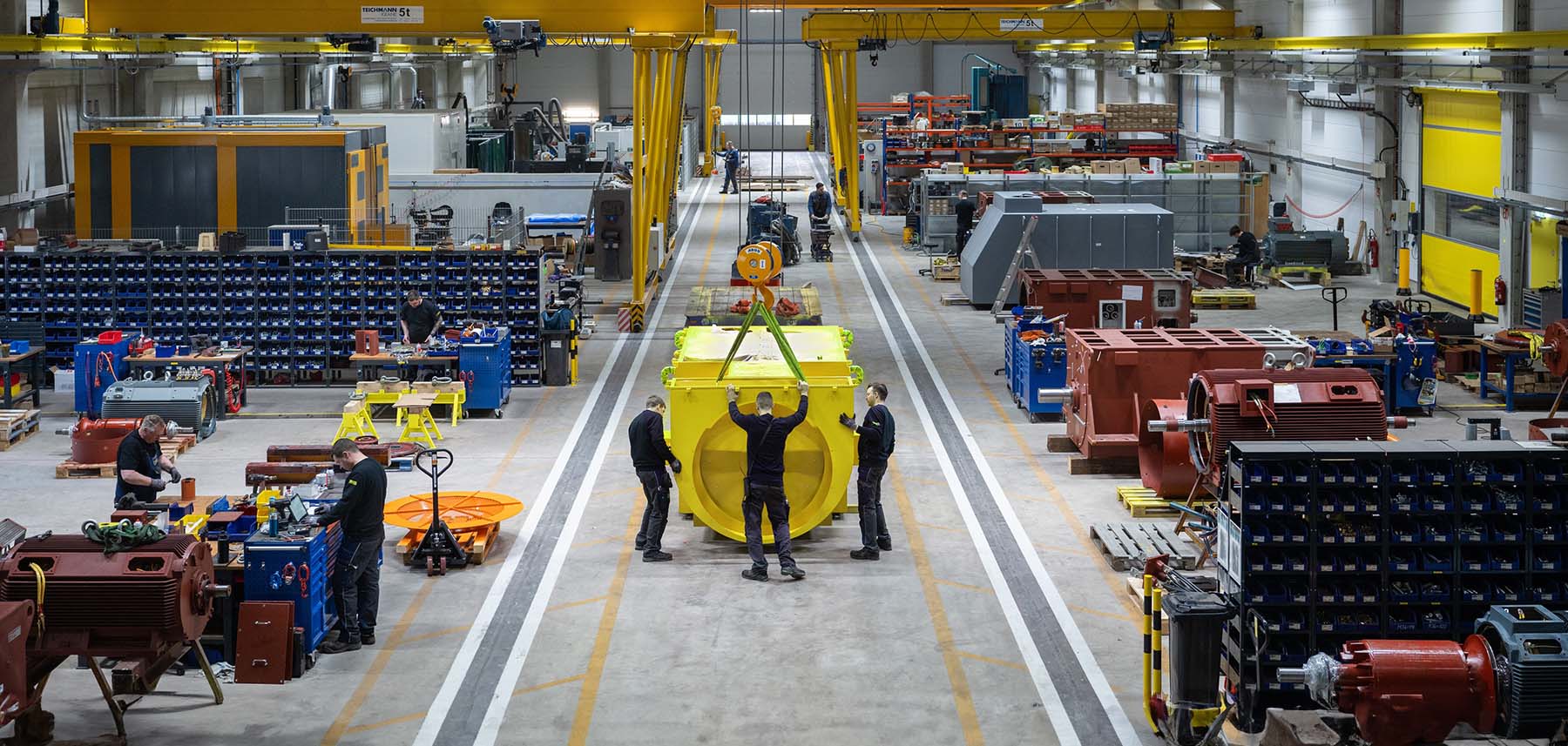 View through assembling hall View through Menzel electric motor assembling hall